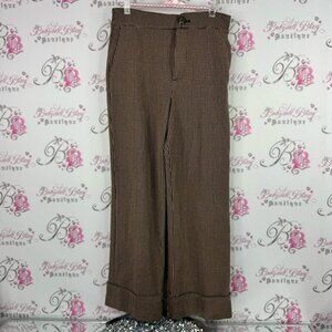 Ricki's pants cuffed bottom tan Brown Patterned Dress Pants pockets on back
